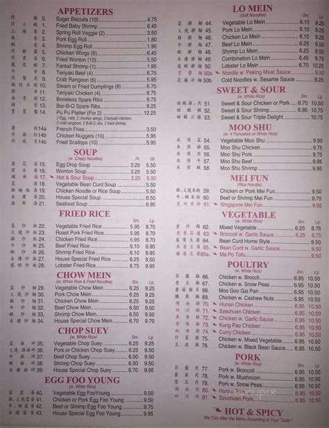 China Kitchen Menu Evans City .